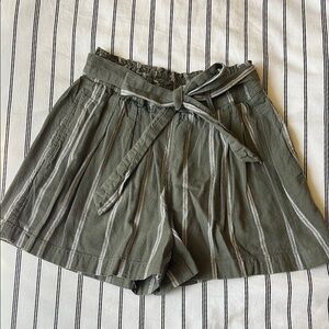 Olive Striped Women's Shorts